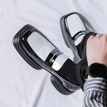 2024 Thick Bottom Men‘S Casual Shoes Leather Loafers Man Leather Shoes Square Toe Slip-On Fashion Street Men Classic Retro Style 38 чёрный