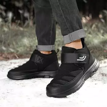 2024 thick-soled winter cotton shoes men s and women s high-top outdoor warm casual shoes Velcro snow boots spot 36 чёрный