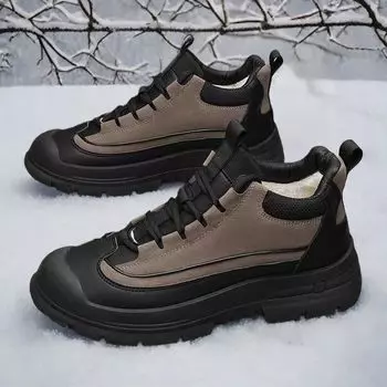 2024 thickened large size men s cotton shoes winter velvet warm boots wear-resistant and non-slip men s boots thick-soled snow boots men s 39 серый