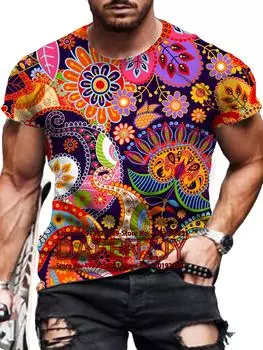 Футболка 2024 Tie Dye 3D Printed, спортивная, для отдыха, модная, мужская, уличная, с короткими рукавами, футболка S синий