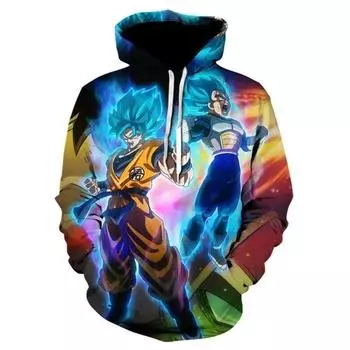 2024 Толстовка с капюшоном Dragon Ball Series Аниме Мультфильм Принт Пуловер Tide Brand Hoodie Детский Подарок 100CM