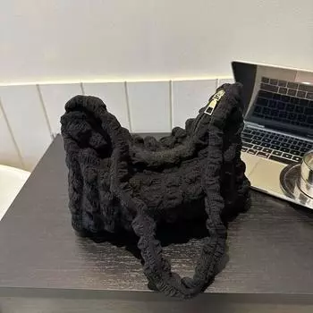 2024 tote bag women s large-capacity fashion handbag spring new commuter small fresh foreign style shoulder armpit bag чёрный