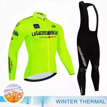 2024 Tour De Giro D ITALIA комплект веломайки зимняя термофлисовая одежда с длинным рукавом для велоспорта одежда для горного велосипеда велокостюм S