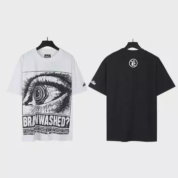 2024 Трендовая футболка унисекс с принтом Alien Свободная летняя футболка M белый