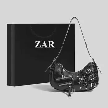 2024 Трендовая корейская мотоциклетная сумка через плечо Y2K чёрный