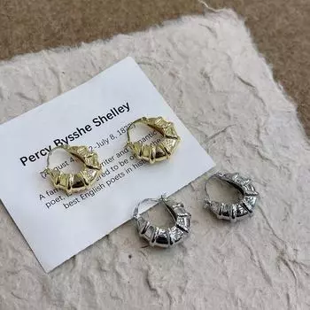 2024 Трендовые французские серьги высокого класса для женщин - Золотые и серебряные нишевые дизайны front and back buckle shaped croissant earrings золотой