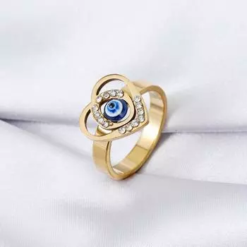 2024 Трендовые персонализированные ювелирные изделия Кольца из нержавеющей стали с кристаллами для глаз Винтажные кольца из титановой стали с персиковым сердцем для женщин Anillos золотой