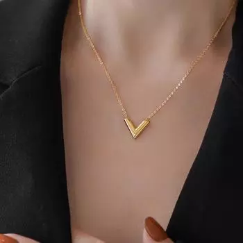 2024 трендовые V-образные ожерелья в стиле минимализм для женщин из нержавеющей стали, ювелирные изделия в корейском стиле, очаровательные аксессуары золотого цвета