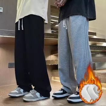 2024 Трикотажные брюки для мальчиков из бархата с широкими штанинами - модные прямые брюки для детей 170