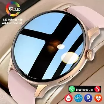 2024 True AMOLED умные часы женские экран всегда показывает время 466*466 HD трекер здоровья голосовые вызовы умные часы женские для Android IOS