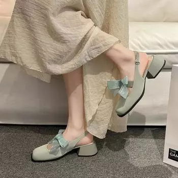 2024 Туфли-лодочки в стиле Лолиты на толстом каблуке, популярный бренд 2024 года, весна-лето, элегантные женские туфли-лодочки во французском стиле со шнуровкой, балетные туфли 34 бежевый