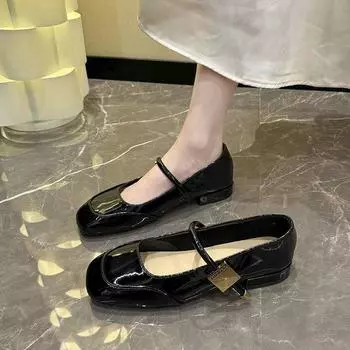 2024 Туфли Мэри Джейн для женщин Новые модные женские туфли на среднем каблуке Удобные и мягкие красные балетки 35 серебряный