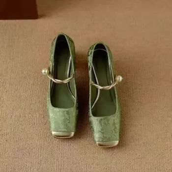 2024 Туфли Мэри Джейн на высоком каблуке женские новинка весна/лето 2024 года новые элегантные туфли на толстом каблуке с неглубоким носом и квадратным носком 35 чёрный