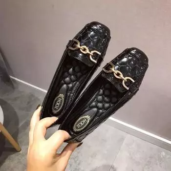 2024 Туфли на плоской подошве женские мокасины женские туфли-лодочки вечерние свадебные платья мягкие подошвы квадратный носок яркий роскошный брендовый дизайн стиль 35 чёрный