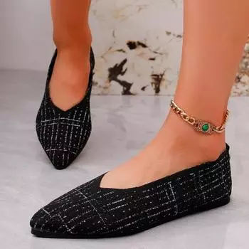 2024 Удобные весенние и осенние туфли на плоской подошве Модные повседневные женские туфли на плоской подошве Острый носок Трикотажные эластичные удобные 36