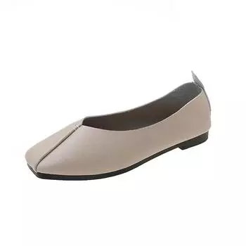 2024 Удобные женские туфли на плоской подошве с квадратным носком на весну и осень, дышащая обувь для ходьбы, женская мода 35 бежевый