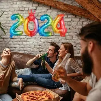 2024 украшение на воздушном шаре с номером, яркий цвет, противовзрывной надувной широко используемый воздушный шар с номером, украшение для новогодней вечеринки