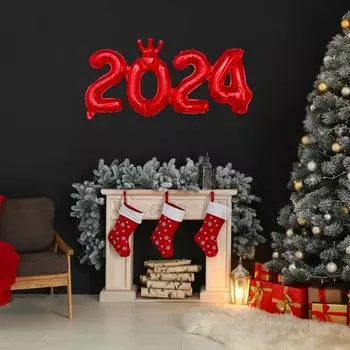 2024 украшение на воздушном шаре с номером, яркий цвет, противовзрывной надувной широко используемый воздушный шар с номером, украшение для новогодней вечеринки разноцветный