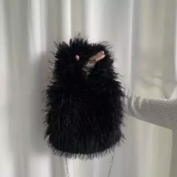 2024 ультрадлинная плюшевая ручная женская сумка осень-зима антикроличья шерсть сумка Mao Mao нишевая модная сумка-мессенджер высокого класса белый