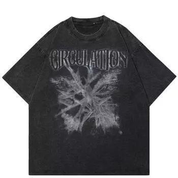 2024 уличная футболка с рисунком «Трещины во льду», хлопковая черная футболка, топы унисекс, футболки, летняя футболка с короткими рукавами S чёрный