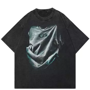2024 уличная футболка унисекс с абстрактным рисунком, хлопковая черная футболка, топы унисекс, футболки, летняя футболка с короткими рукавами