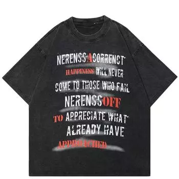 2024 уличная футболка унисекс с буквенным принтом, хлопковая черная футболка, топы унисекс, футболки, летняя футболка с короткими рукавами S чёрный