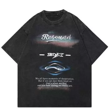 2024 уличная футболка унисекс с буквенным принтом, хлопковая черная футболка, топы унисекс, футболки, летняя футболка с короткими рукавами S чёрный