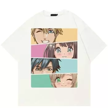 2024 уличная футболка унисекс с рисунком лица, хлопковая футболка, топы унисекс, футболки, летняя футболка с короткими рукавами S белый