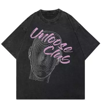 2024 уличная футболка унисекс с рисунком отпечатков пальцев, хлопковая черная футболка, топы унисекс, футболки, летняя футболка с короткими рукавами S чёрный
