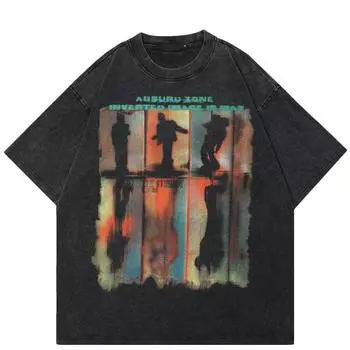 2024 уличная футболка унисекс с рисунком теней, хлопковая черная футболка, топы унисекс, футболки, летняя футболка с короткими рукавами S чёрный