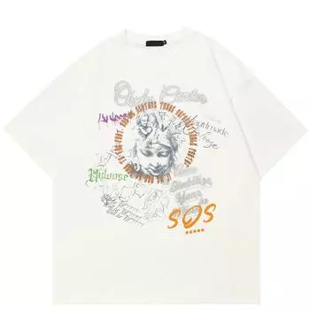 2024 уличная футболка унисекс с рисунком углов, хлопковая футболка, топы унисекс, футболки, летняя футболка с короткими рукавами S белый