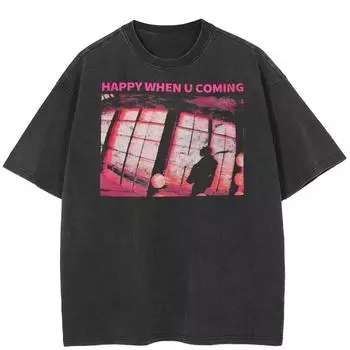 2024 уличная футболка унисекс с забавным рисунком, хлопковая черная футболка, топы унисекс, футболки, летняя футболка с короткими рукавами S чёрный