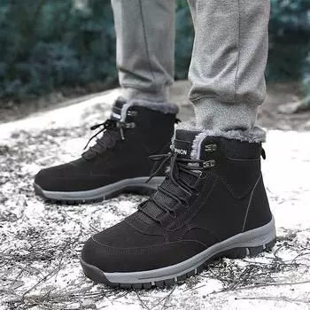 2024 Уличная мода Новые высокие хлопковые ботинки, обувь для пожилых людей, хлопковая обувь больших размеров, теплая обувь для мужчин и женщин, зимние ботинки 36 чёрный