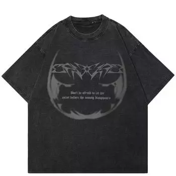 2024 уличная винтажная футболка с графическим рисунком Escape, хлопковая хипстерская футболка унисекс, летняя футболка с короткими рукавами S чёрный