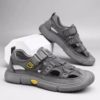 2024 уличные мужские летние сандалии, Нескользящая прогулочная обувь, мужские тапочки, пляжная обувь, повседневные кроссовки, размер 39-44 39 серый