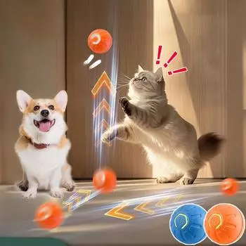 2024 Умные игрушки для собак, автоматический катящийся мяч, электрические игрушки для собак для маленьких кошек, забавные самодвижущиеся игры для щенков, интерактивные домашние животные