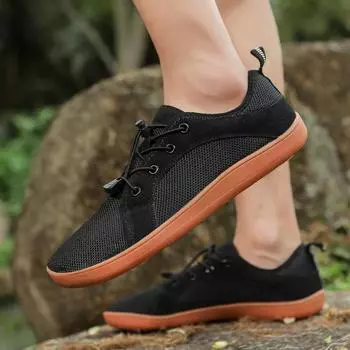 2024 Унисекс Широкие Холщовые Кроссовки Босиком Мужская Минималистская Обувь Женская Обувь Для Прогулки Босиком | Подошва с нулевым падением | Широкий носок 36 чёрный