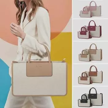 2024 Универсальная большая вместительная сумка-тоут из холста - на одно плечо, портативная, для матери и ребенка, в стиле для поездок на работу 38.5*13*23