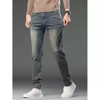 2024 Универсальные повседневные брюки для мужчин, удобные, дышащие, облегающие прямые брюки, модные джинсовые мужские брюки 29