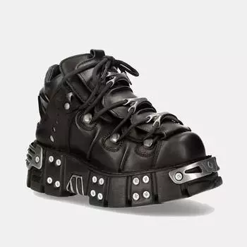 2024 универсальные женские ботинки на шнуровке со специальным дизайном в стиле рыцарь, женские, темные, панк, металлические, с крошкой, на платформе, ботильоны для мужчин 35 чёрный