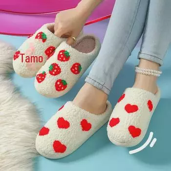 2024 Уютные хлопковые тапочки Love Mushroom: Теплый, мягкий и симпатичный для мужчин и женщин — идеально подходит для осени и зимы в помещении 40-41 (fits 39-40)