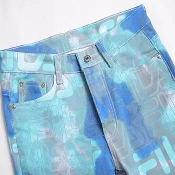 2024 Узкие эластичные джинсы с короткими штанинами, модные мужские уличные принтованные трендовые брендовые джинсовые брюки 29 небесно-голубой