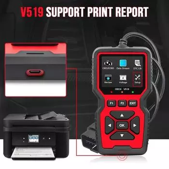 2024 V519 OBD2 сканер Live Data профессиональный механик диагностический код считыватель инструмент для проверки напряжения аккумулятора индикатора двигателя