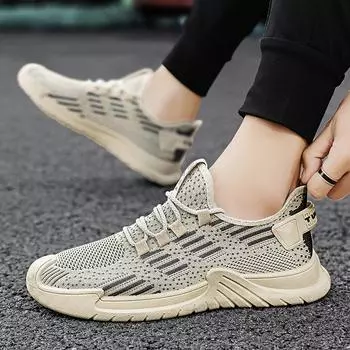 2024 Универсальные и модные новые стильные мужские дышащие кроссовки Летающие тканые кроссовки Спортивная обувь Модная обувь 39 серый