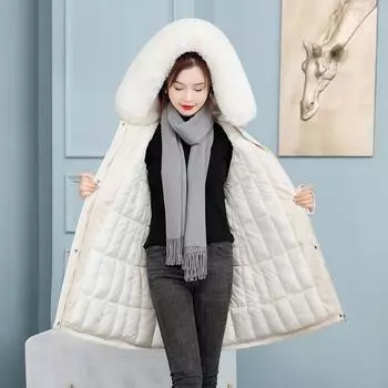 2024 version of Parker cotton-padded jacket for women long cotton-padded jacket, warm in autumn and winter, loose down cotton-padded jacket. M