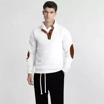 2024 Весенне-осенний мужской вельветовый свитер европейского размера S-5XL, повседневный вельветовый свитер с воротником-стойкой и длинными рукавами S