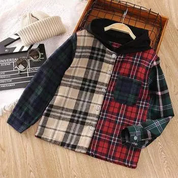 2024 Весенняя новая детская куртка-рубашка, детский топ унисекс с длинными рукавами 7–12 лет 120