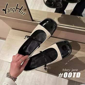 2024 Весна и лето Leisurenew Белые туфли с круглым носком Женские туфли в стиле ретро Женские парные туфли с пряжкой в одно слово Нежные одинарные туфли 34