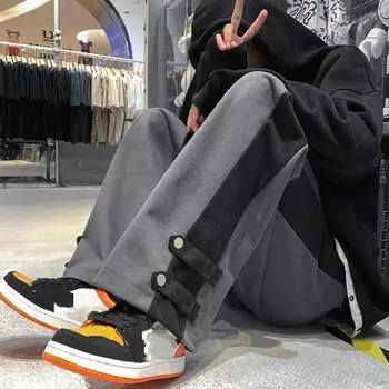 2024 Весна и лето Новые модные однотонные ретро универсальные прямые брюки больших размеров Свободные повседневные спортивные брюки Y2k Мужские S-5XL 4XL серый