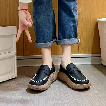 2024 Весна и лето Новые мягкие рабочие туфли для мам с воздушной подушкой на толстой подошве, высокие повседневные туфли для медсестер, женские 35 бежевый